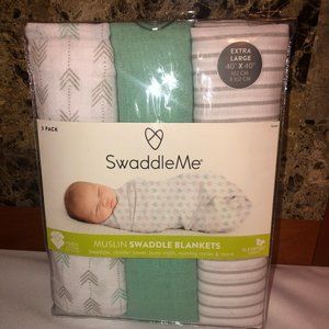 SwaddleMe 3 Piece Muslin Blankets, Aztec Stripe OS